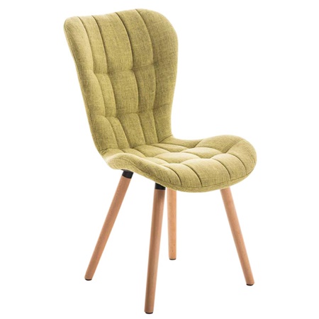 Chaise visiteur ELGAR, Grand rembourrage, Structure et Piétement en Bois, en Tissu, Vert