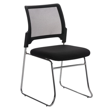 Chaise visiteur CRANTON, Empilable, Structure Métallique, Tissu et Maille Respirable, Noir