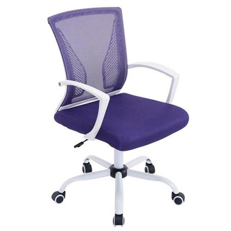 Chaise de bureau CUBA WHITE, Structure Métallique, en Maille Respirable, Violet