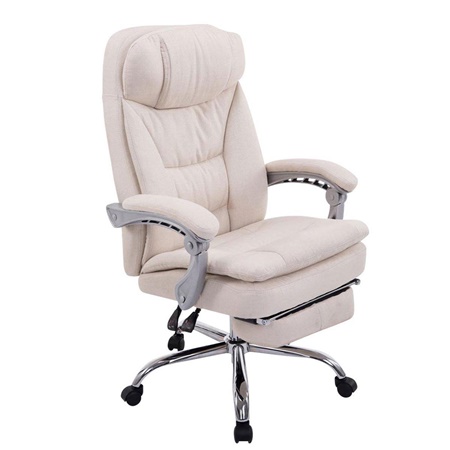 Fauteuil de bureau AUSTIN TISSU, inclinable, Repose-pieds Extensible, en tissu, Crème 