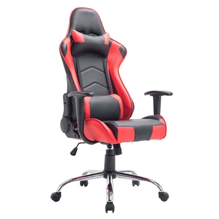 Fauteuil de bureau Gamer ZELDA, Dossier Inclinable, Coussins Inclus, Piétement en Métal, Noir/Rouge