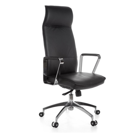 Fauteuil de Bureau VERONA, Design Exclusif, Cuir Authentique, Noir