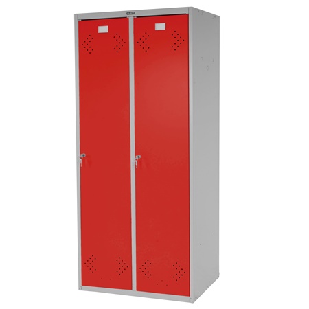 Casier Vestiaire Métallique FRIDA, 183x81x50 cm, 2 Portes, Rouge