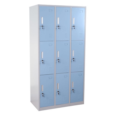 Meuble Casier Métallique EVELIN, 180x90x50 cm, 9 Portes avec Serrure, Bleu