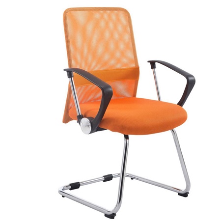 Chaise visiteur ASPEN V, Assise Rembourrée, en Maille Respirable, Orange