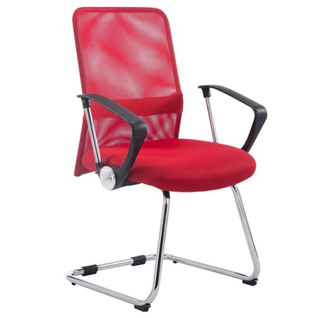 Chaise visiteur ASPEN V, Assise Rembourrée, en Maille Respirable, Rouge