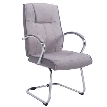 Chaise de réunion BORAU TISSU avec Accoudoirs, Structure Métallique, Grand Rembourrage, Gris clair