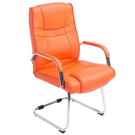 Chaise de réunion DENVER, Structure métallique, Revêtement en Cuir, Orange