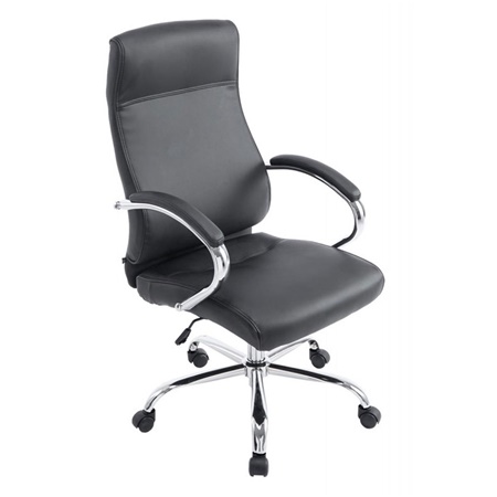 Fauteuil de bureau ZURICH, XXL, Grand rembourrage, Revêtement cuir, Noir