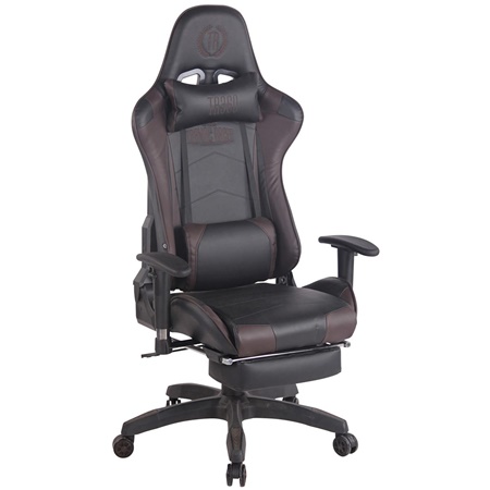 Fauteuil Gamer TURBO avec Repose-pieds, Dossier Inclinable, Coussin lombaire et cervical, Noir/Marron