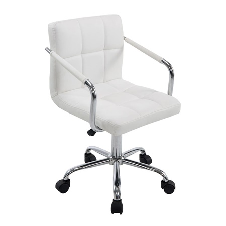 Chaise de bureau BETTY, Grand Rembourrage, Structure Métallique, Cuir, Blanc