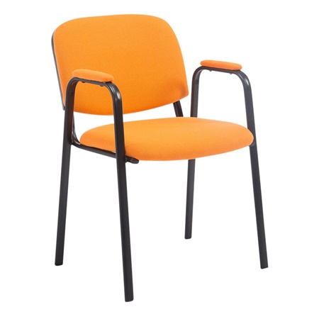 Chaise visiteur MOBY AVEC ACCOUDOIRS, Commode et Pratique, Prix Incroyable, Orange et Piétement Noir