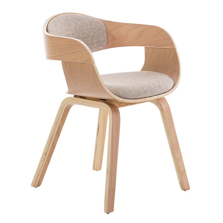 Chaise conférence BHOUTAN TISSU design exclusif, structure en bois couleur hêtre, Crème