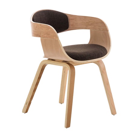 Chaise conférence BHOUTAN TISSU design exclusif, structure en bois couleur hêtre, Marron