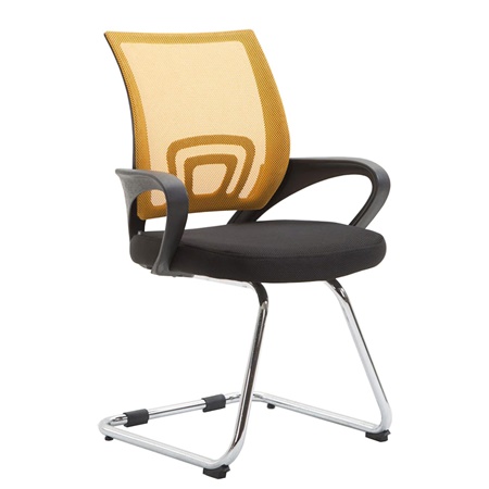 Chaise visiteur SÉOUL V, Design sublime, Grande Assise Rembourrée, Jaune