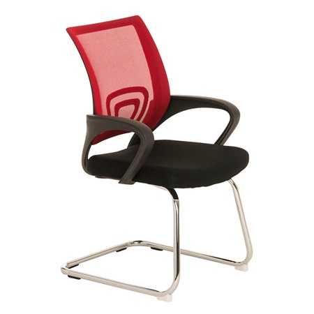 Chaise visiteur SÉOUL V, Design sublime, Grande Assise Rembourrée, Rouge