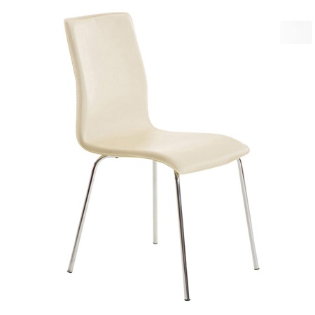 Chaise visiteur MIKI, Design exclusif, Revêtement Cuir, Crème