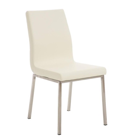 Chaise visiteur COLOMBE, Grand Rembourrage, Revêtement en Cuir, Crème