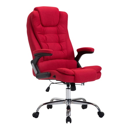 Fauteuil de bureau SAN ANTONIO TISSU, Grand rembourrage, Résistant jusqu'à 150 kg, Rouge