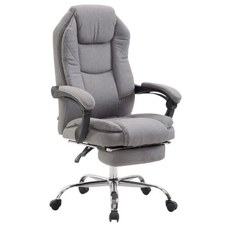 Fauteuil de bureau CASTI TISSU, Repose-pieds Extensible, Grand Rembourrage, Gris clair 