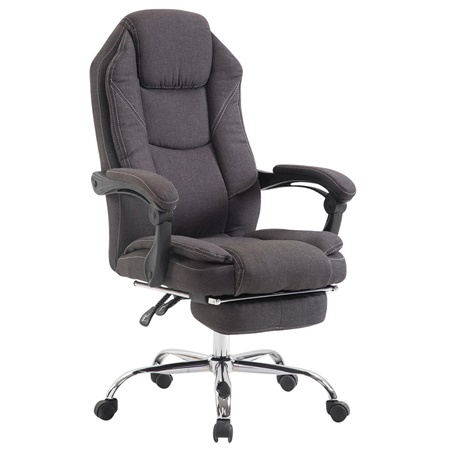 Fauteuil de bureau CASTI TISSU, Repose-pieds Extensible, Grand Rembourrage, Gris foncé