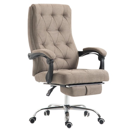 Fauteuil de bureau BENETY TISSU, Repose-pieds extensible, Grand rembourrage, Taupe