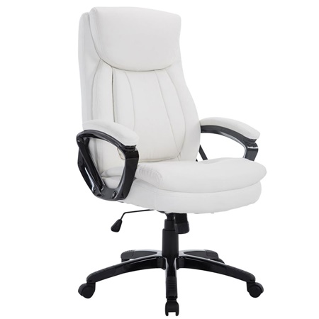 Fauteuil de bureau TOMPA, Grand rembourrage, Résistant jusqu'à 150 kg, cuir, Blanc