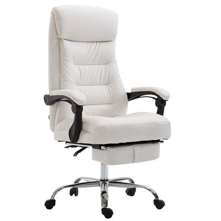 Chaise de bureau ARNO, repose-pieds, cuir, Blanc