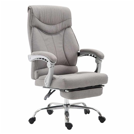 Fauteuil de bureau OREGON TISSU, Repose-pieds Extensible, Grand Rembourrage, Gris clair