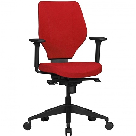 Siège Ergonomique COLINS, Totalement Ajustable, Utilisation 8 Heures, Tissu résistant, Rouge