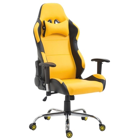 Fauteuil Gamer ROBY, Design Sportif et Grand Confort, en Cuir, Jaune