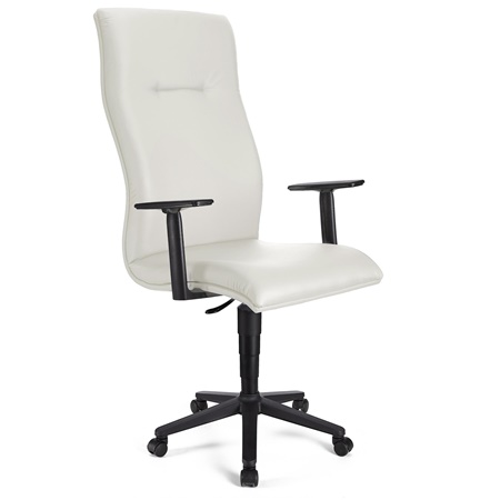 Fauteuil de bureau ANIBAL CUIR, Grand dossier, Accoudoirs Ajustables, Blanc