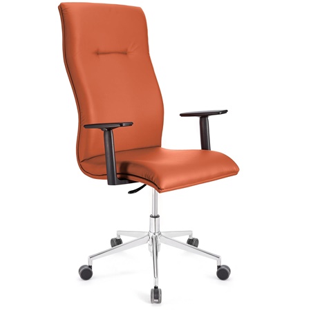 Fauteuil de bureau ANIBAL PRO CUIR, Grand dossier, Accoudoirs Ajustables, Orange