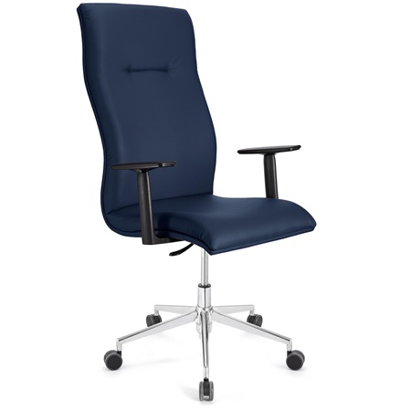 Fauteuil de bureau ANIBAL PRO CUIR, Grand dossier, Accoudoirs Ajustables, Bleu