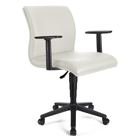 Fauteuil de bureau ANIBAL BASE CUIR, Accoudoirs Ajustables, Blanc