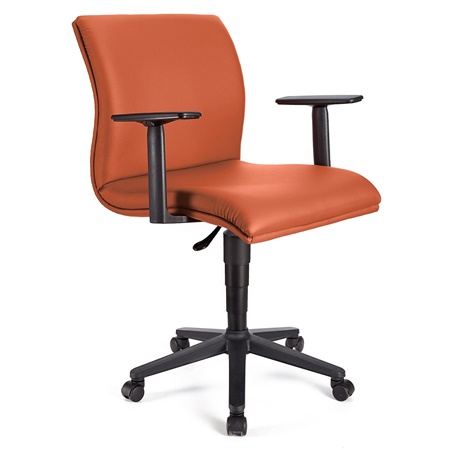 Fauteuil de bureau ANIBAL BASE CUIR, Accoudoirs Ajustables, Orange