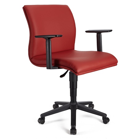 Fauteuil de bureau ANIBAL BASE CUIR, Accoudoirs Ajustables, Rouge