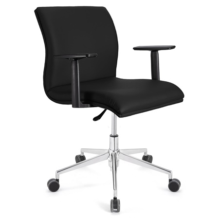 Fauteuil de bureau ANIBAL BASE PRO CUIR, Accoudoirs Ajustables, Noir