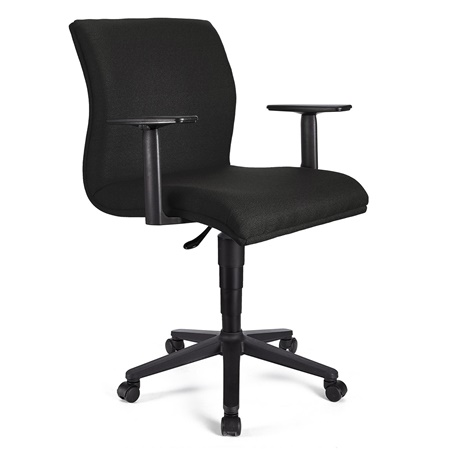 Fauteuil de bureau ANIBAL BASE, Accoudoirs Ajustables, Tissu, Noir