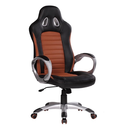 Fauteuil Gamer MUSIK, Design Exclusif avec coutures, Grande qualité, Cuir, Marron