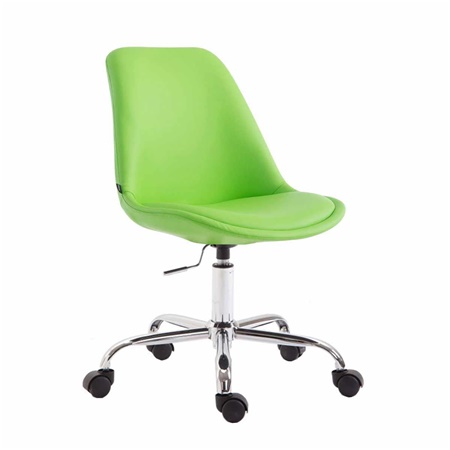 Chaise de bureau Design TOULON, Piétement Métallique, Revêtement en Cuir, Vert