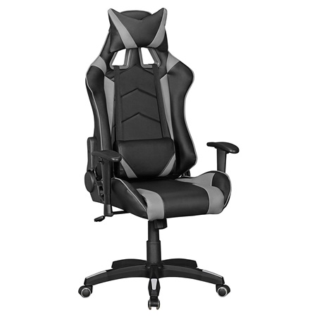 Fauteuil de bureau Gamer ORBY, Dossier Inclinable, Coussins Inclus, Noir/Gris