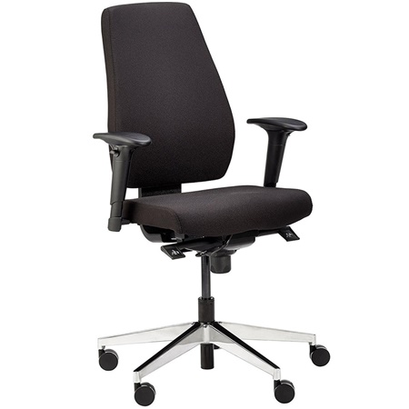 Siège ergonomique VICTORIA, Utilisation professionnelle 8h, 100% Ajustables, Tissu résistant, Noir