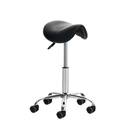 Tabouret de travail RESO, Forme ergonomique, Grand Rembourrage, en cuir, Noir