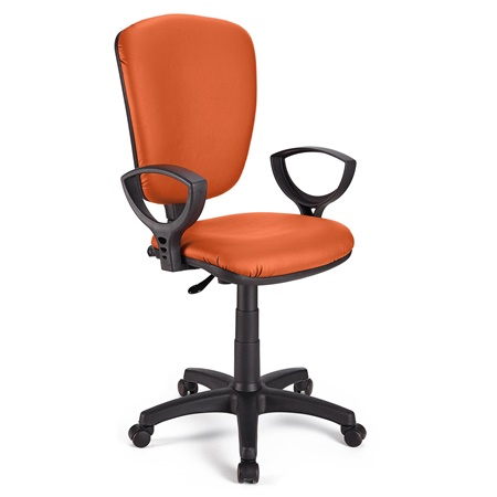 Chaise de bureau CALIPSO CUIR, Dossier Ajustable, Avec Accoudoirs, Orange