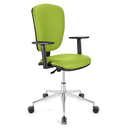 Chaise de bureau CALIPSO PRO CUIR, Dossier et Accoudoirs Ajustables, Piétement Métallique, Vert