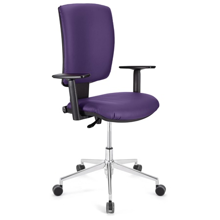 Chaise de Bureau ATLAS PRO CUIR, Dossier et Accoudoirs Ajustables, Piétement métallique, Violet