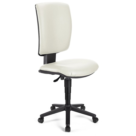 Chaise de Bureau ATLAS SANS ACCOUDOIRS CUIR, Dossier Ajustable, Grand Rembourrage, Blanc