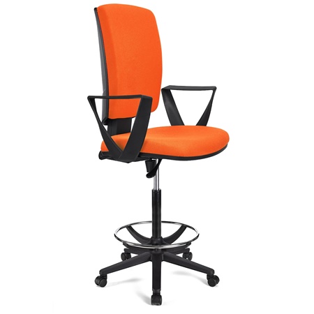 Tabouret de Bureau ATLAS, Dossier Ajustable, Grand Rembourrage, en tissu, Orange