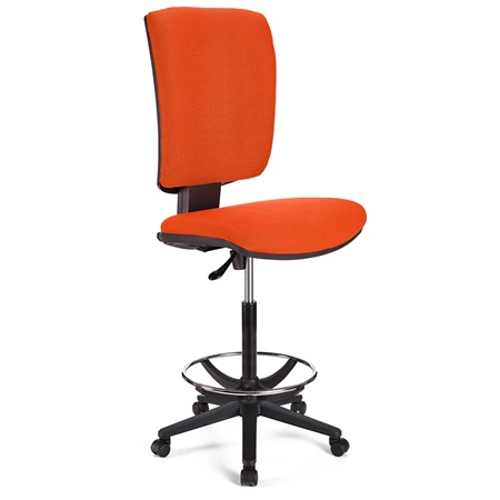 Tabouret de Bureau ATLAS SANS ACCOUDOIRS, Dossier Ajustable, Grand Rembourrage, en tissu, Orange